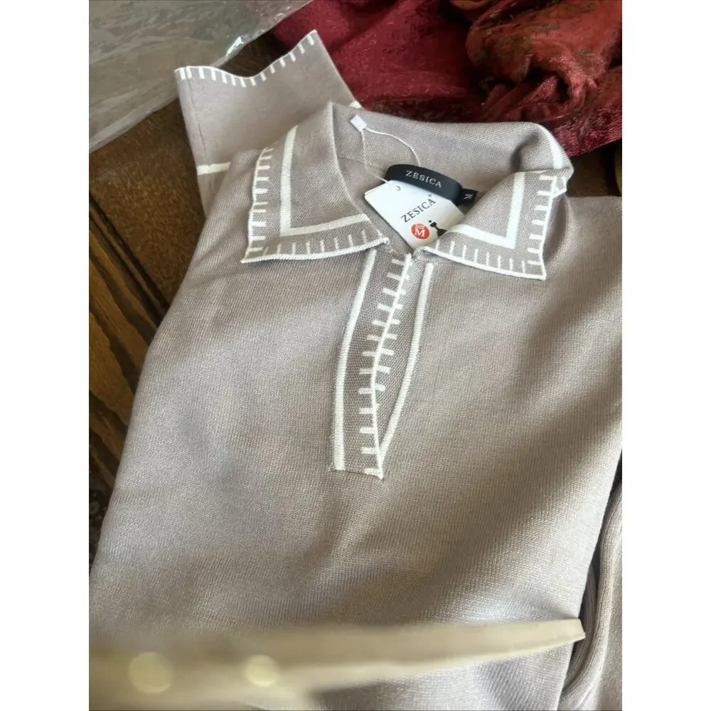 ZESICA Women's 2 Piece Fall Outfit Long Sleeve V Neck Knit Sweater Top & pants - Picture 13 of 13